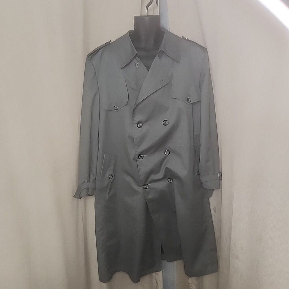 Trench Coat Mens Christian Dior Monsieur  48R Olive Double Breast Wool Liner Vin